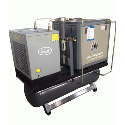 7.5kw 10hp Integrated with tank filter dryer, air tank screw air compressor