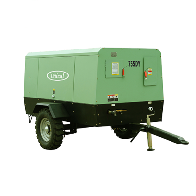 Two Wheels 58kw 80hp Portable Diesel Screw Air Compressor